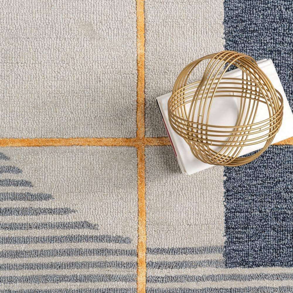 Nuloom Shelley Striped 5x8 Wool Indoor Area Rug for Living Room Bedroom Dining Room Kitchen, Blue