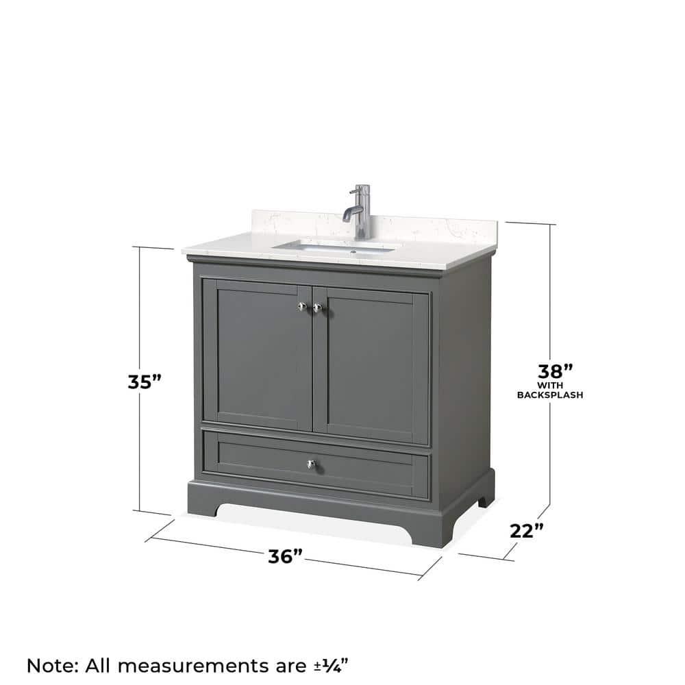 Deborah 36" Dark Gray Marble Top Single Bathroom Vanity