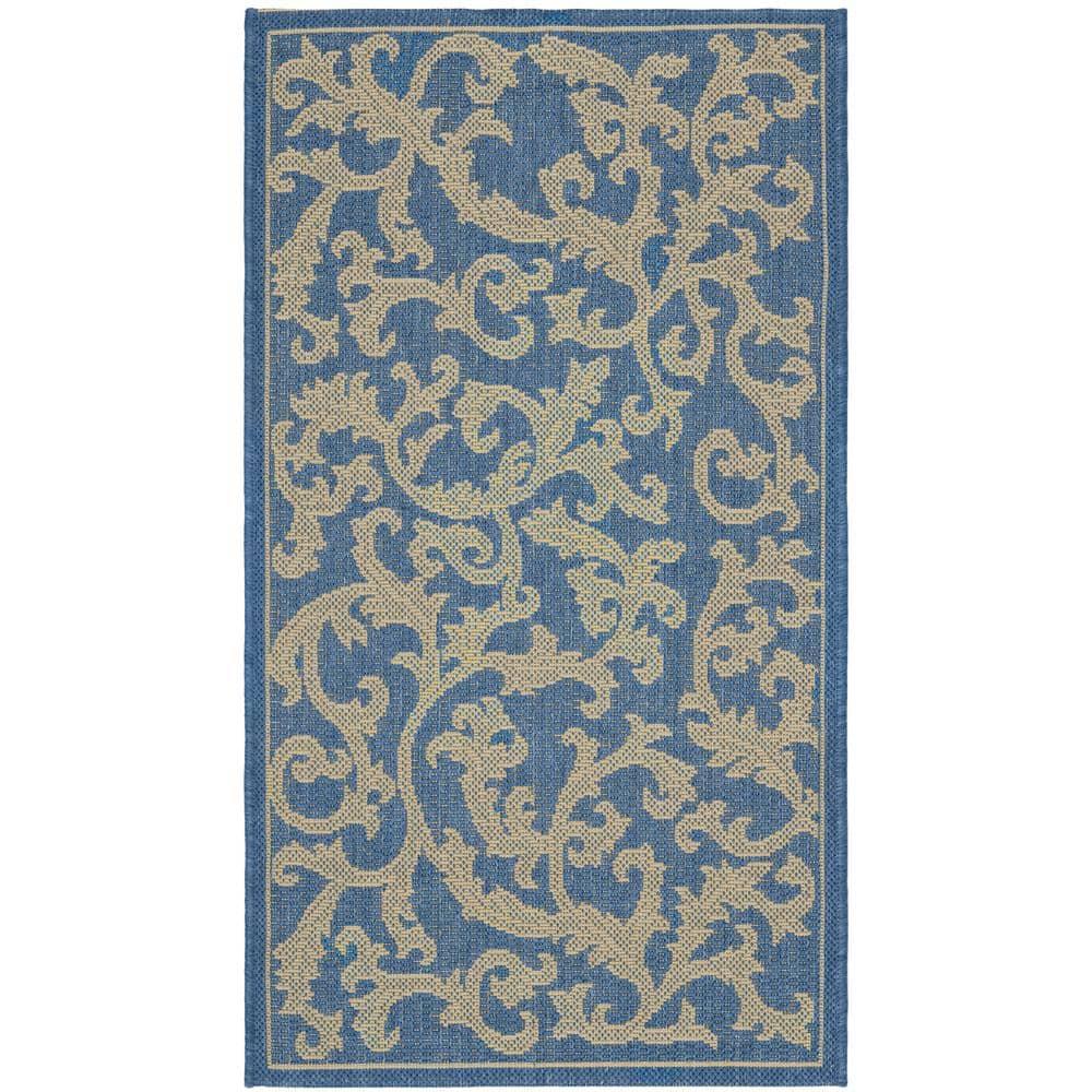 Courtyard CY2653 Power Loomed Indoor and Outdoor Accent Rug - Blue/Natural - 2'x3'7" - Safavieh