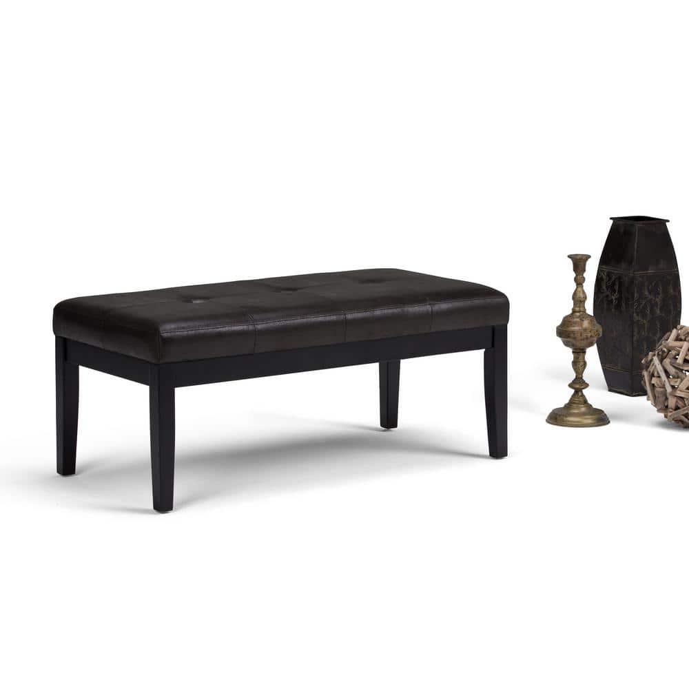 Simpli Home Lacey 41"W Tufted Ottoman Bench with Solid Wood Frame