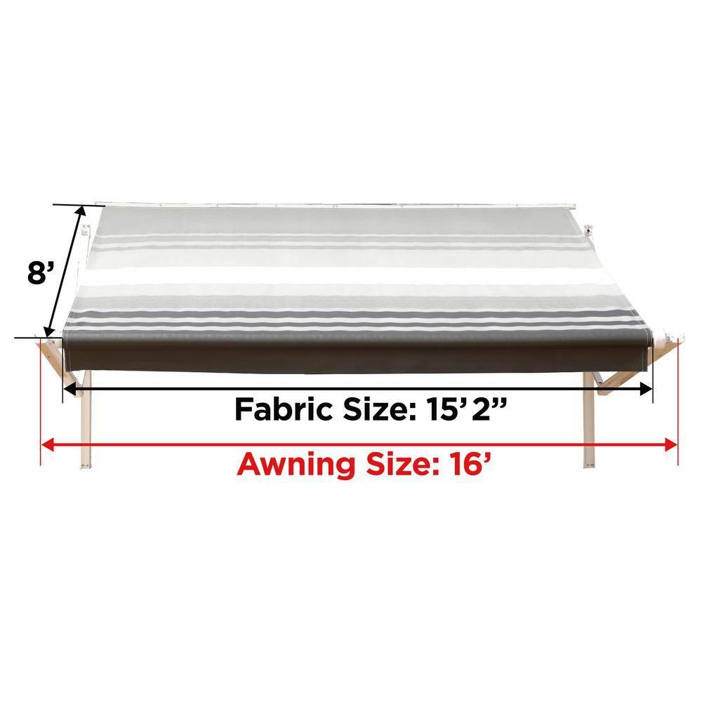 ALEKO Retractable RV Awning 16 X 8 ft Camping Waterproof Vinyl Canopy Gray