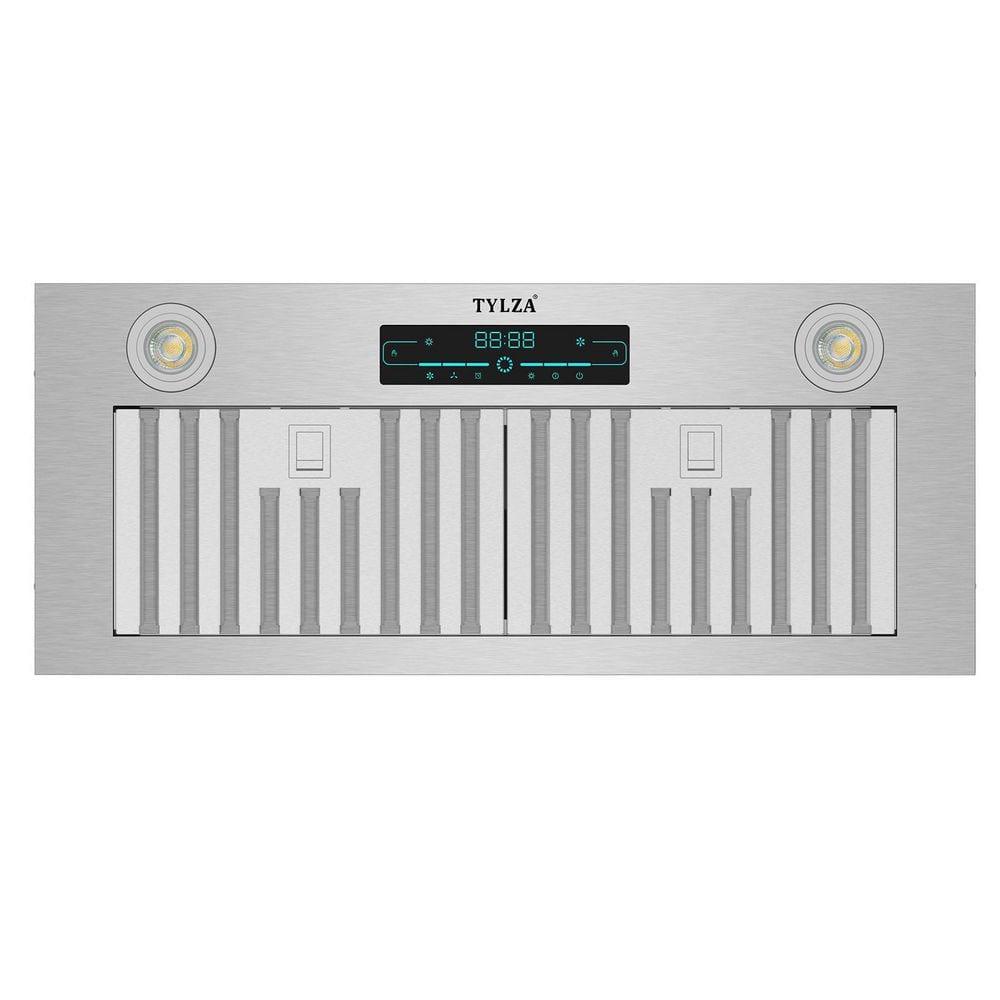 PowerFlow Series 30" 900 CFM Convertible Insert Range Hood Digital Control Panel with Baffle Filter Charcoal Filter and LED Light Stainless Steel Silver