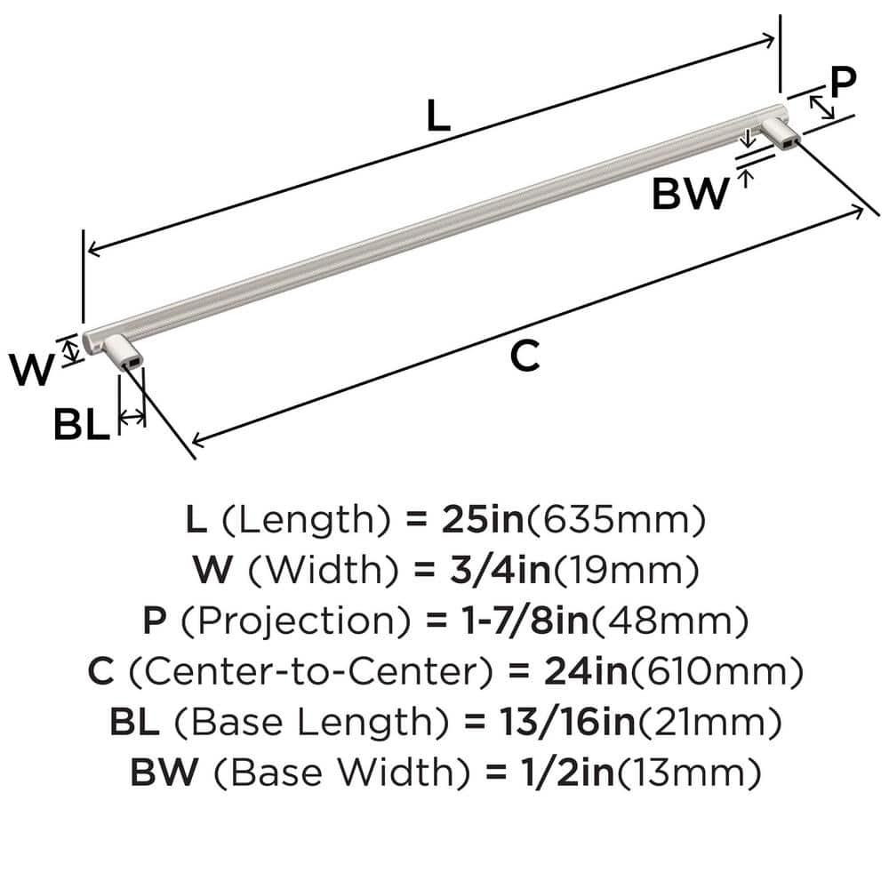 Amerock Bronx 24 inch (610mm) Center-to-Center Polished Nickel Appliance Pull