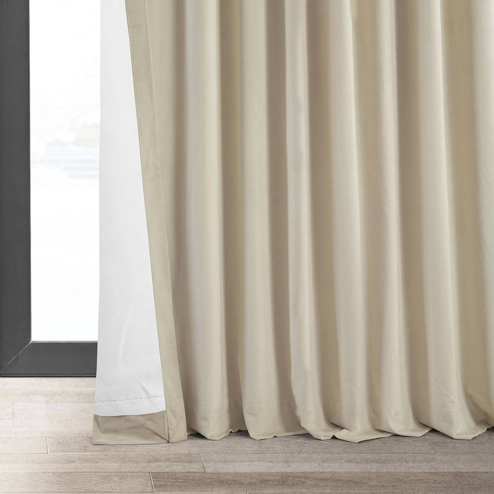 Exclusive Fabrics  Signature Extra Wide Blackout Velvet Curtains (1 Panel) - Luxurious Blackout Drapes Neutral Ground 100 x 84 84 Inches