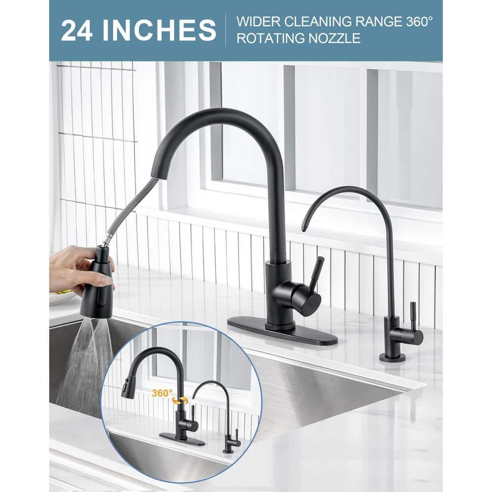 ARCORA ARCORA Stainless Steel Pull-Down Kitchen Faucet and Water Filter Faucet Combo AR7100301B-L