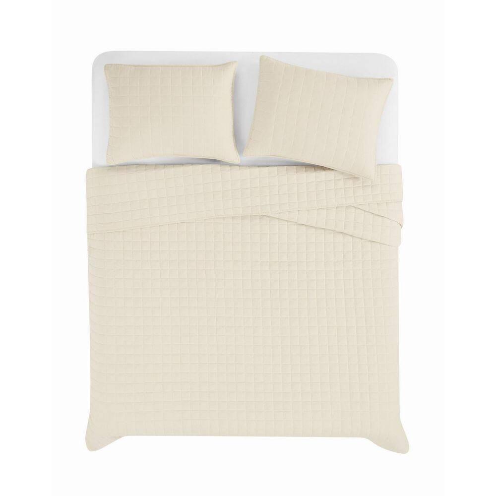 Natural Cotton Twin Quilt Set with Percale Weave