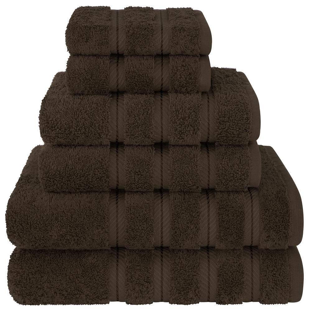 American Soft Linen Bekos 6 Piece Towel Set, 100% Cotton Bath Towel Set for Bathroom, Brown