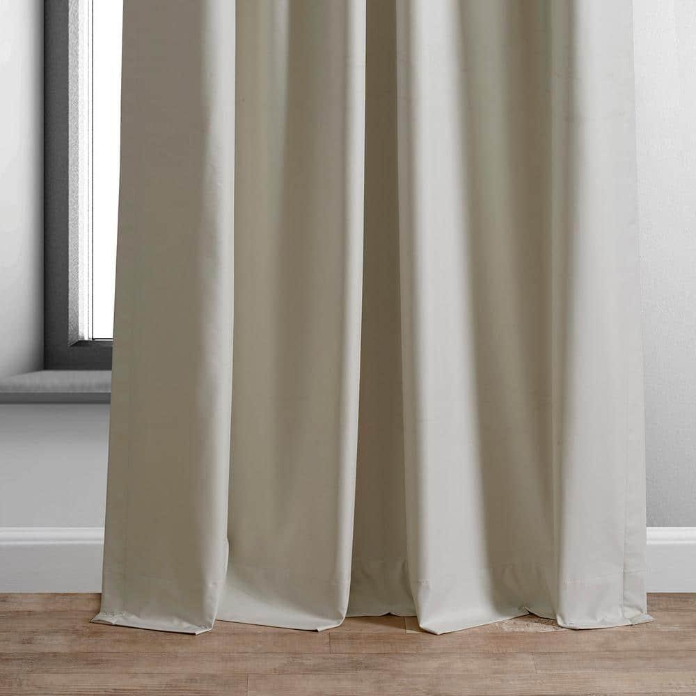 Dark Ivory Essential Polyester 50 in. W x 96 in. L Rod Pocket 100% Blackout Curtain (Single Panel)