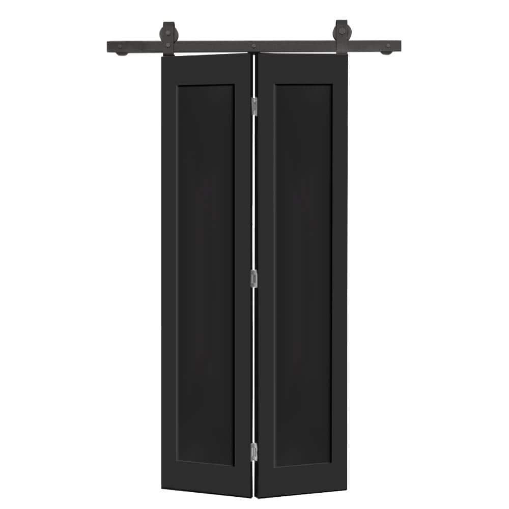 Calhome 1 Panel Shaker Composite Bi-Fold Door with Sliding Barn Door Hardware Kit