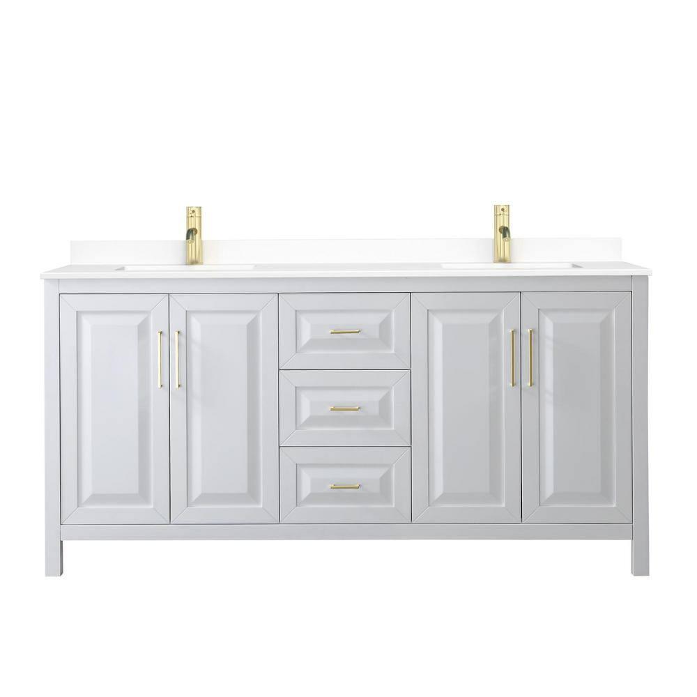 Wyndham Collection Daria 72'' Double Bathroom Vanity with Carrara Marble Top