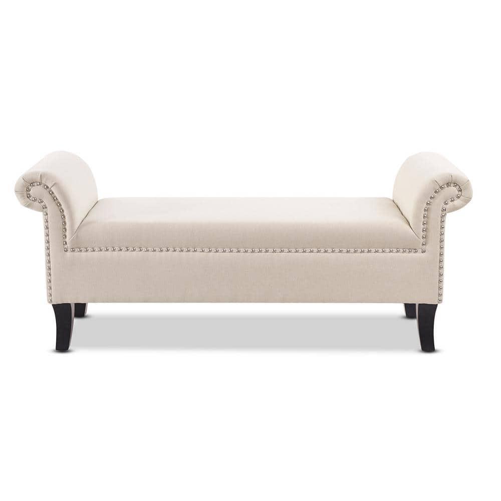 Kathy Roll Arm Entryway Accent Bench Sky Neutral