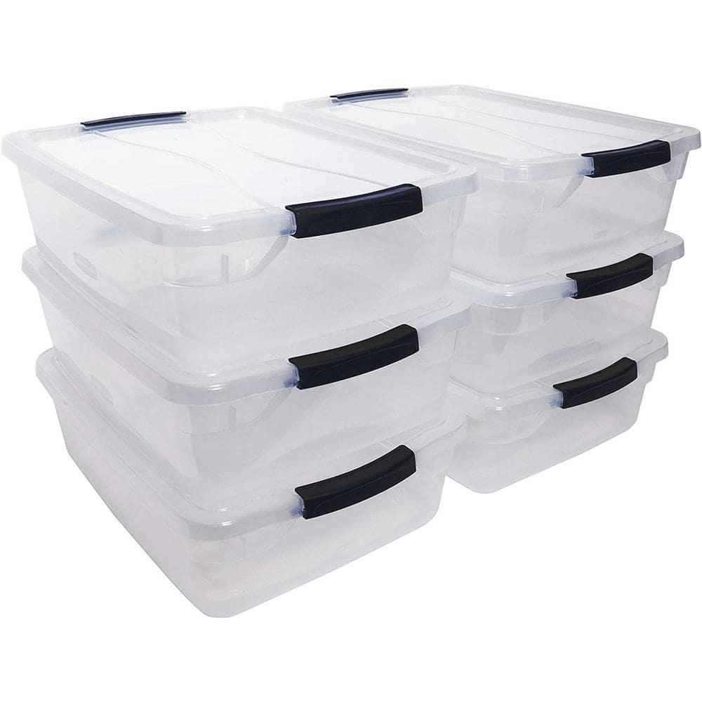 Rubbermaid Rubbermaid Cleverstore Clear 16 Qt Plastic Storage Bins with Lids, 6-Pack