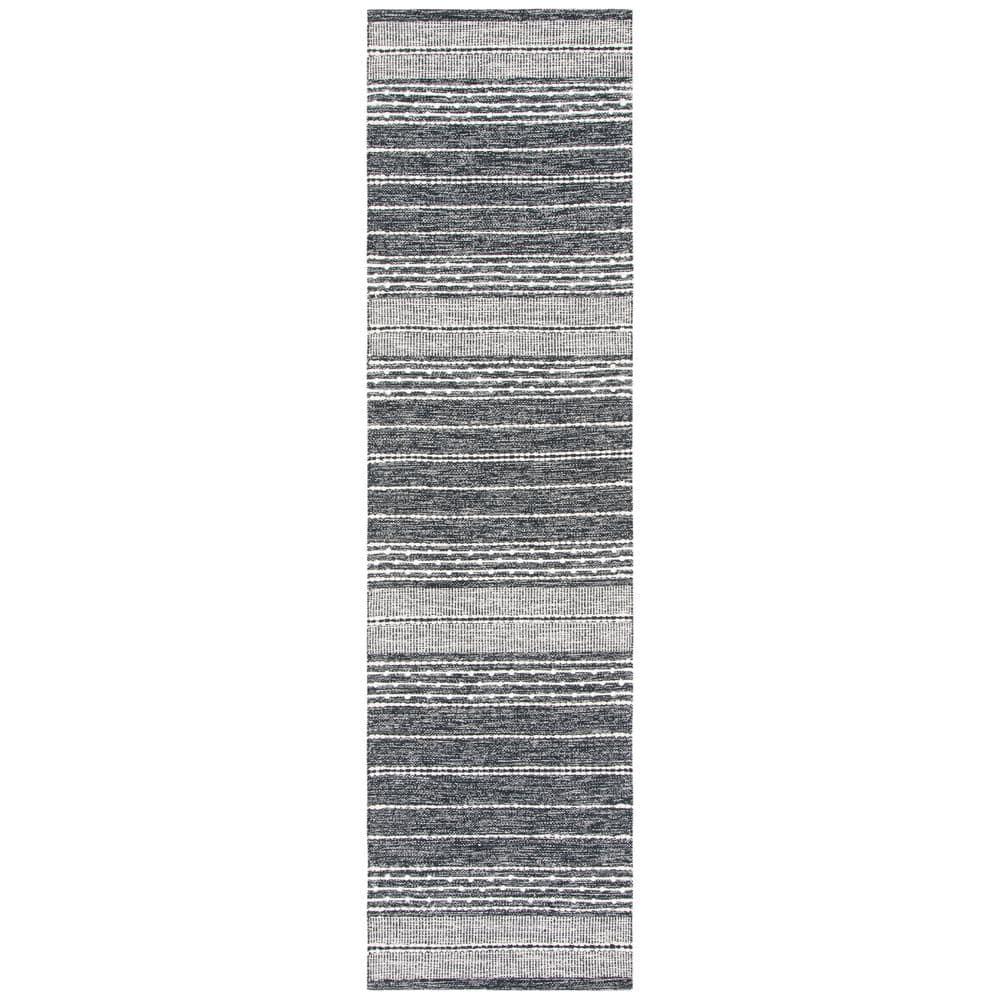 Striped Kilim STK516 Hand Woven Runner Rug - Black/Ivory - 2'3"x7' - Safavieh.