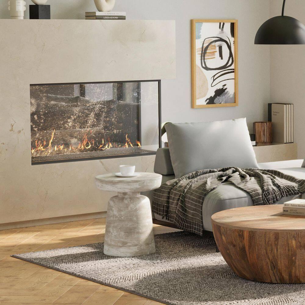 Simpli Home Robbie 16"W Solid Mango Wood Round Accent Table with Sculptural Design