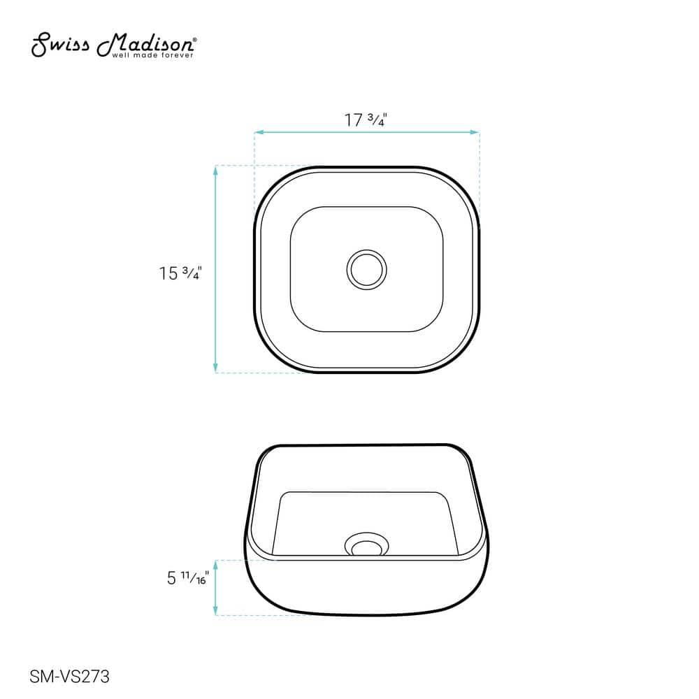 Swiss Madison SM-VS273 Château 18 Square Ceramic Vessel Sink