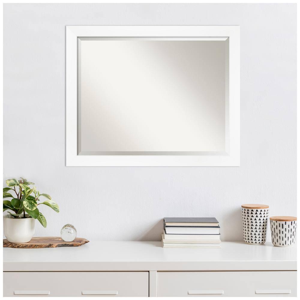 Amanti Art Cabinet White Narrow Framed Wall Mirror - 21.25 x 27.25 in