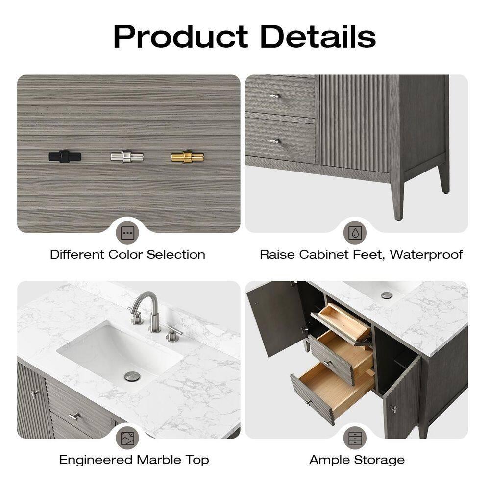 48'' Single Bathroom Vanity with Engineered Marble Top