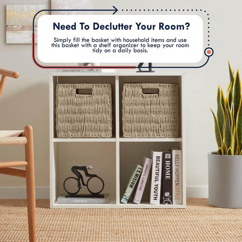 Latitude Run® 2 Pack Wicker Paper Storage Basket Cube Bin (Set of 2)