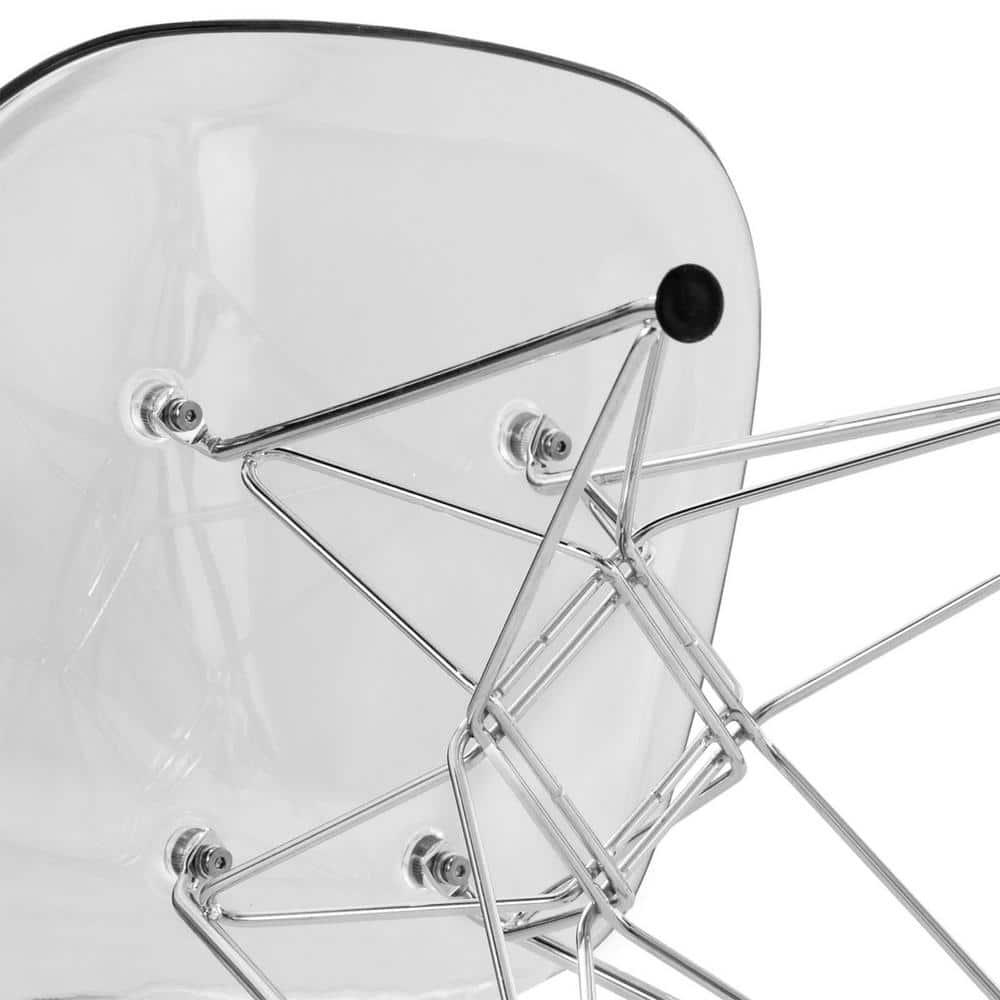 LeisureMod Cresco Modern Acrylic Dining Chairs (Set of 2) – Eiffel Chrome Base, Stylish Accent Chairs for Contemporary Dining Rooms & Kitchen Tables