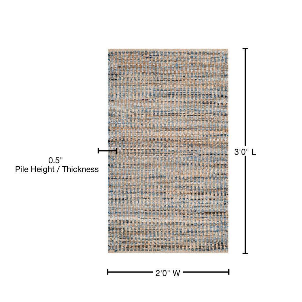 Cape Cod CAP352 Hand Woven Accent Rug - Natural/Blue - 2'x3' - Safavieh.