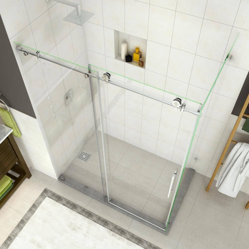Coraline 44" - 48" W x 33.875" D x 76" H Frameless Sliding Shower Enclosure