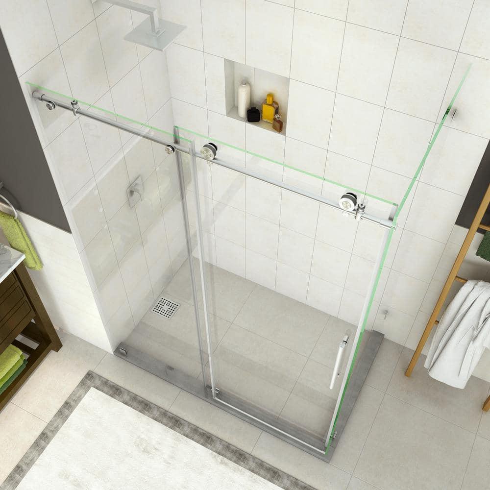 Coraline 56" - 60" W x 33.875" D x 76" H Frameless Sliding Shower Enclosure