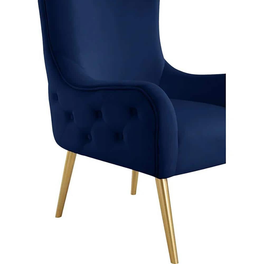 Venetian Navy Tufted Velvet High Back Arm Chair