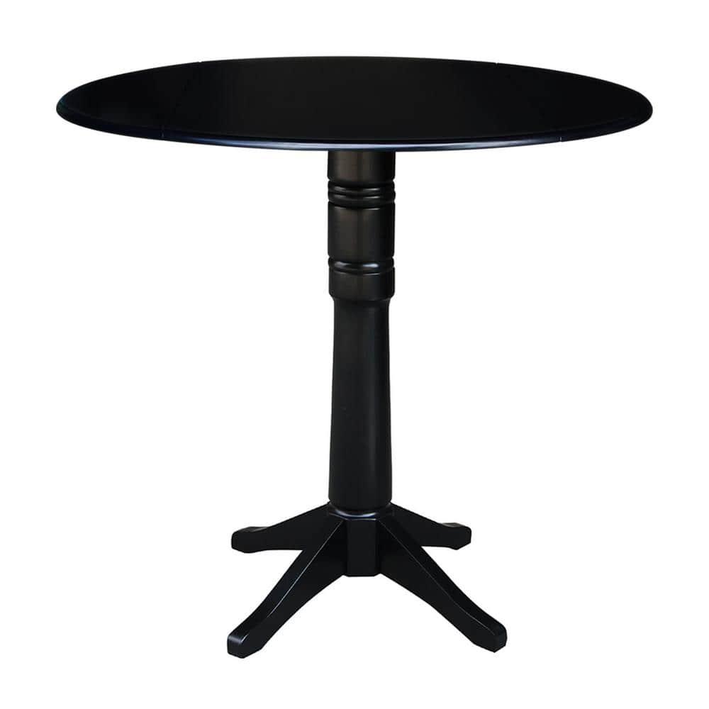 42.3" Sandon Bar Height Round Dual Drop Leaf Dining Table Black - International Concepts