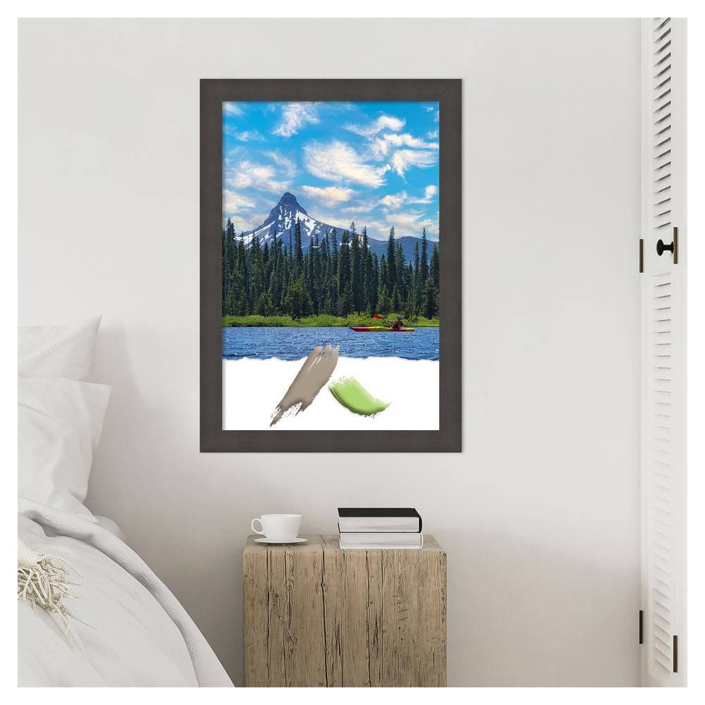 Amanti Art Blaine Light Pewter Narrow Picture Frame Opening Size 20x30 in.