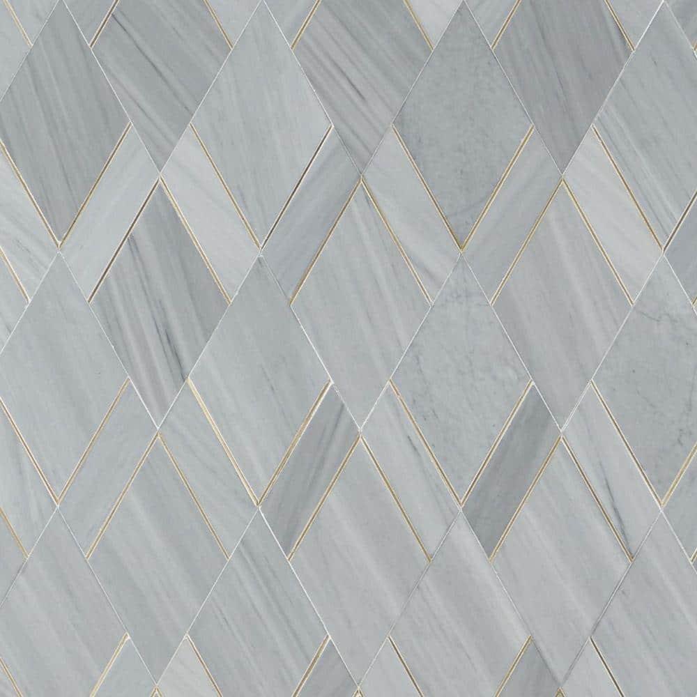 Mehko 11.81 in. x 14.96 in. Polished Marble and Brass Wall Tile
