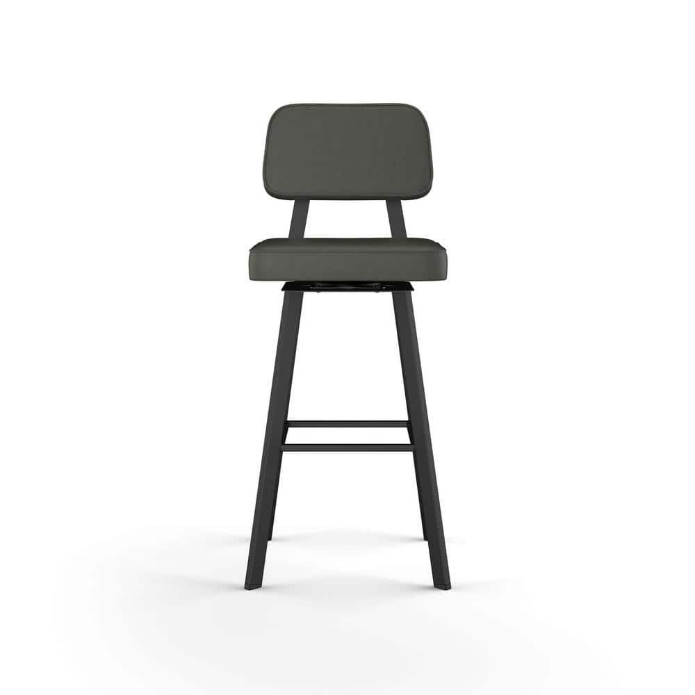Amisco Clarkson Upholstered Barstool: Faux Leather, Steel Frame, Fixed Height 30", Square Base