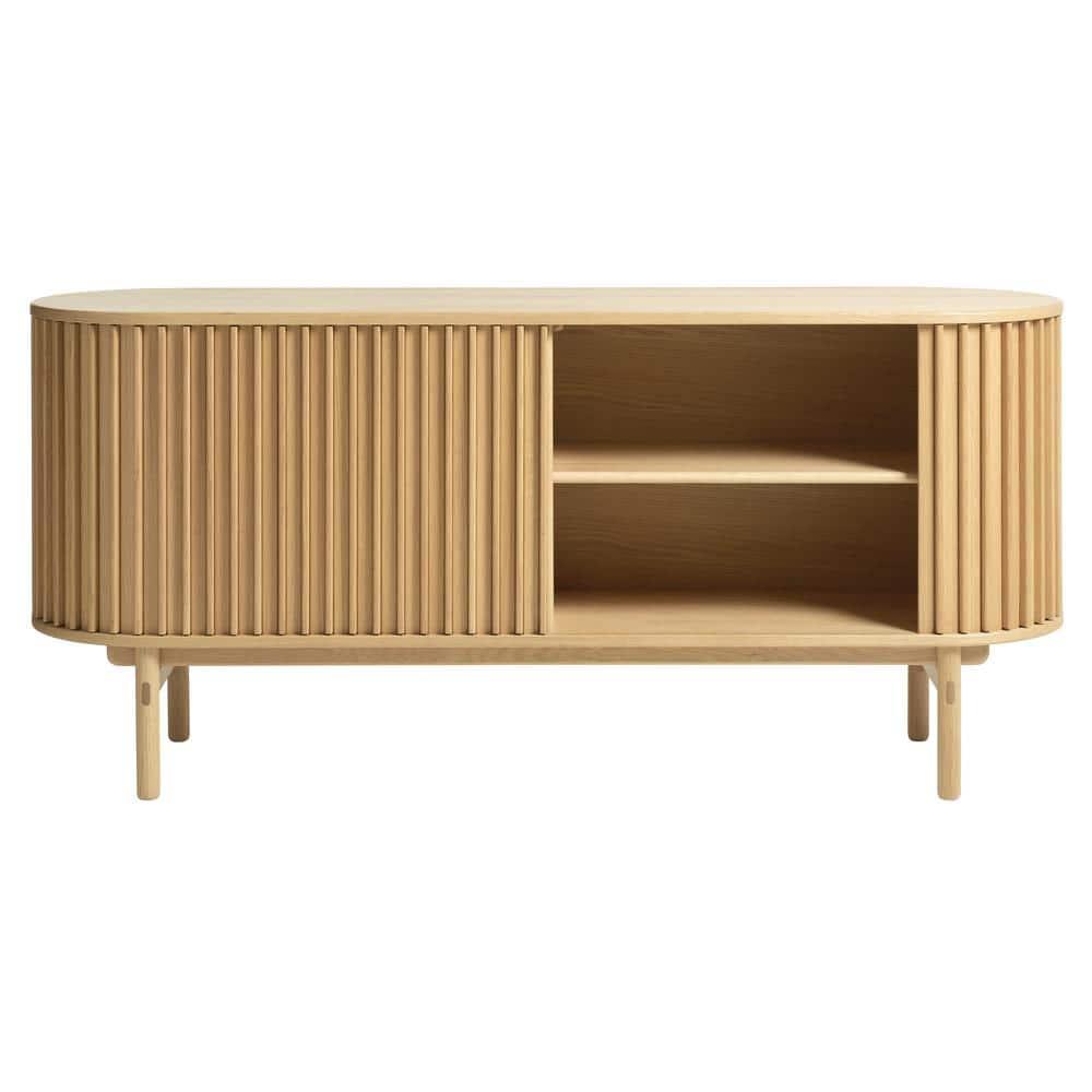 Unique Furniture Rounded Sliding Door Sideboard 63"W in Natural Oak