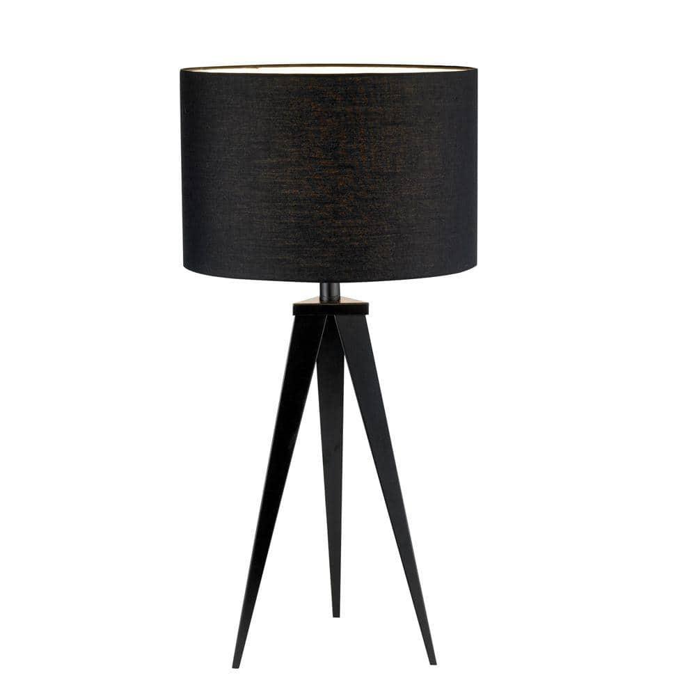 Adesso Director Table Lamp Black: Modern Cotton Shade, Metal Body, UL Listed, No Assembly Required