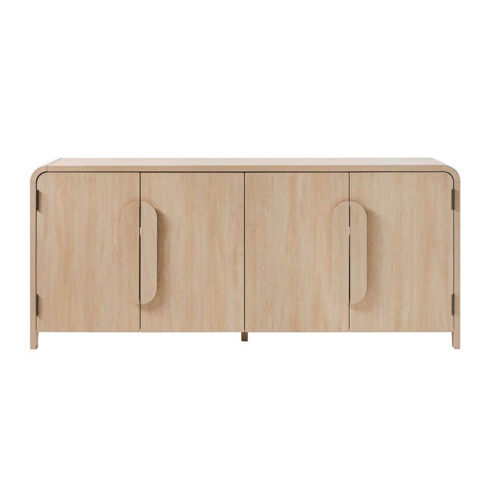 Modern Curved 70" Buffet Sideboard and TV Stand for up to 80" TV Coastal Oak