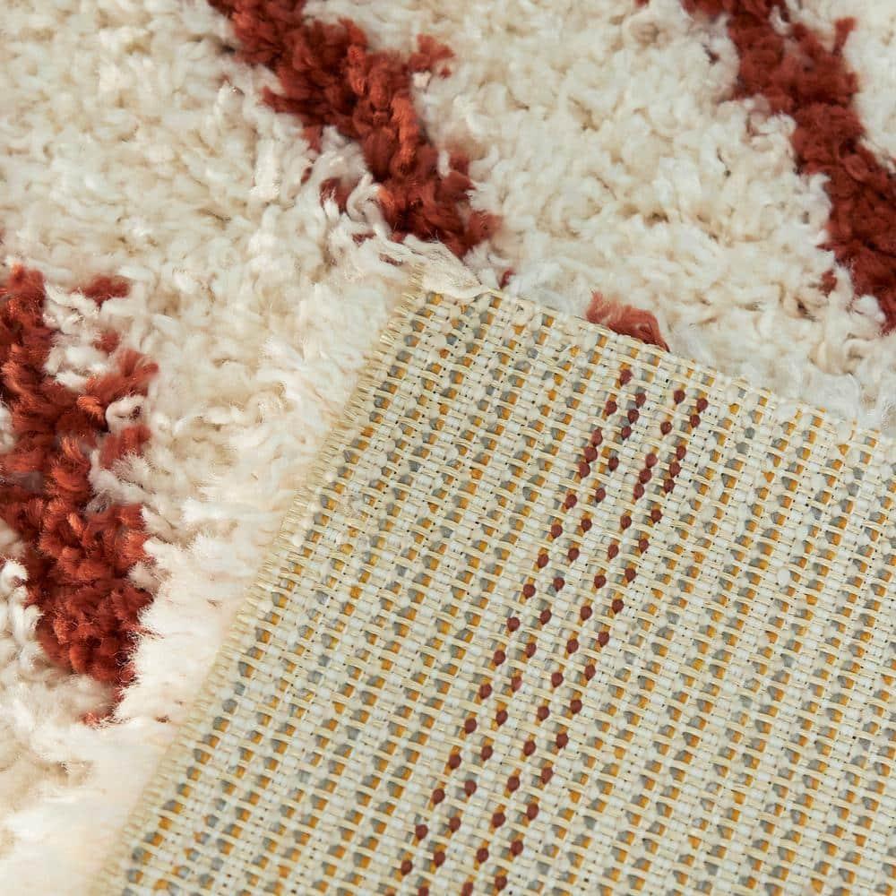 Balta Rugs 7'10"x10' Janus GeometricTeen Shag Rug Orange: High Pile, Stain-Resistant, Machine Made, Indoor Use