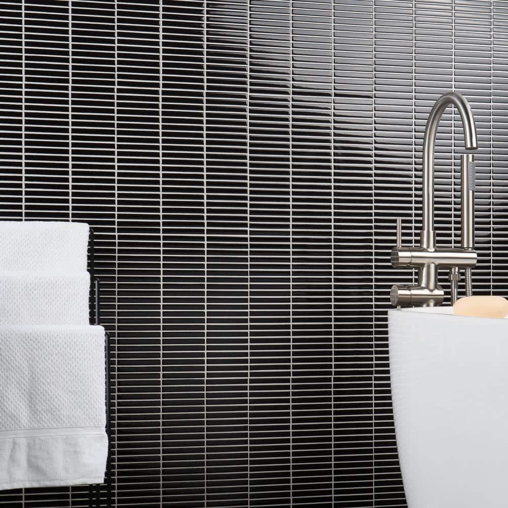 Monogram Stacked 11.19 In. X 11.9 In. Glossy Porcelain Mosaic Floor And Wall Tile (0.92 Sq. Ft. / Each)