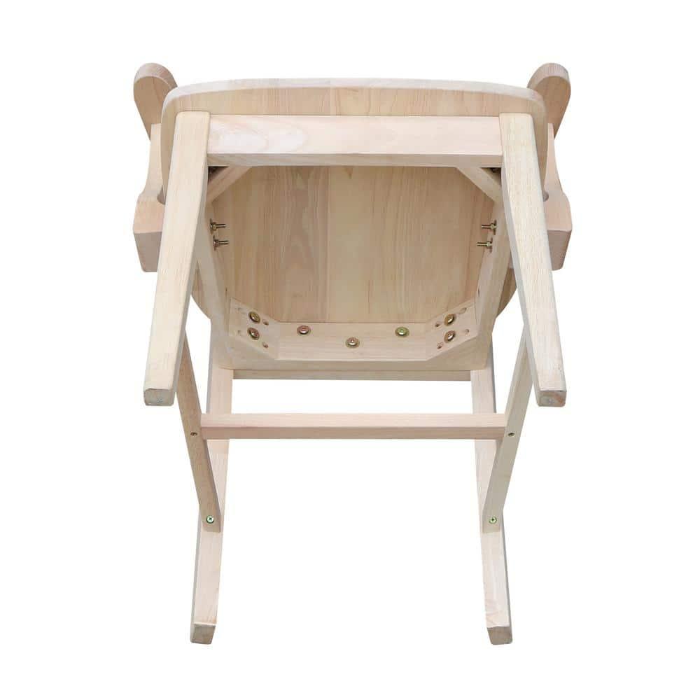Mission Side Chair with Arms Unfinished - International Concepts: Solid Wood, Slat Back, Kitchen Furniture