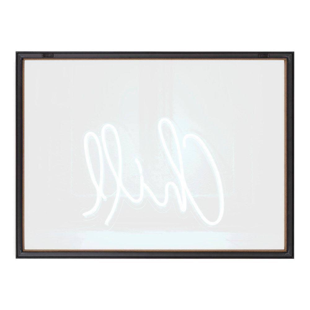Kate and Laurel Blake Chill Neon Sign Framed Printed Glass by The Creative Bunch Studio, 18x24, Gray