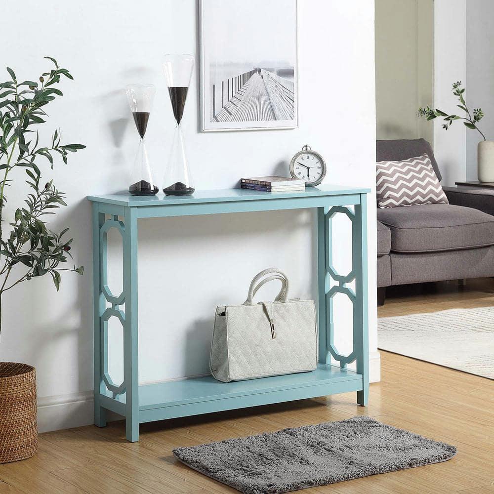 Convenience Concepts Omega Console Table with Shelf, Sea Foam