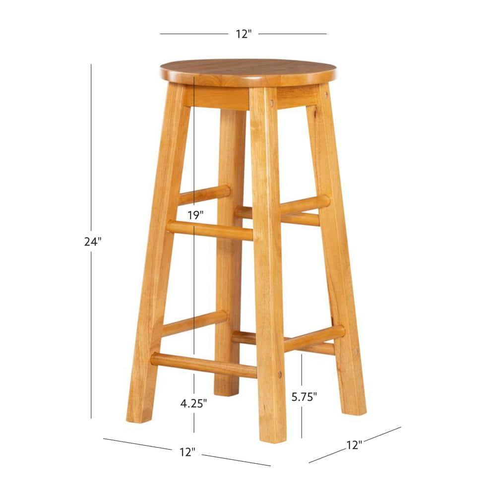 Linon Sims Classic 24" Backless Round Counter Stool in Natural Brown Rubberwood