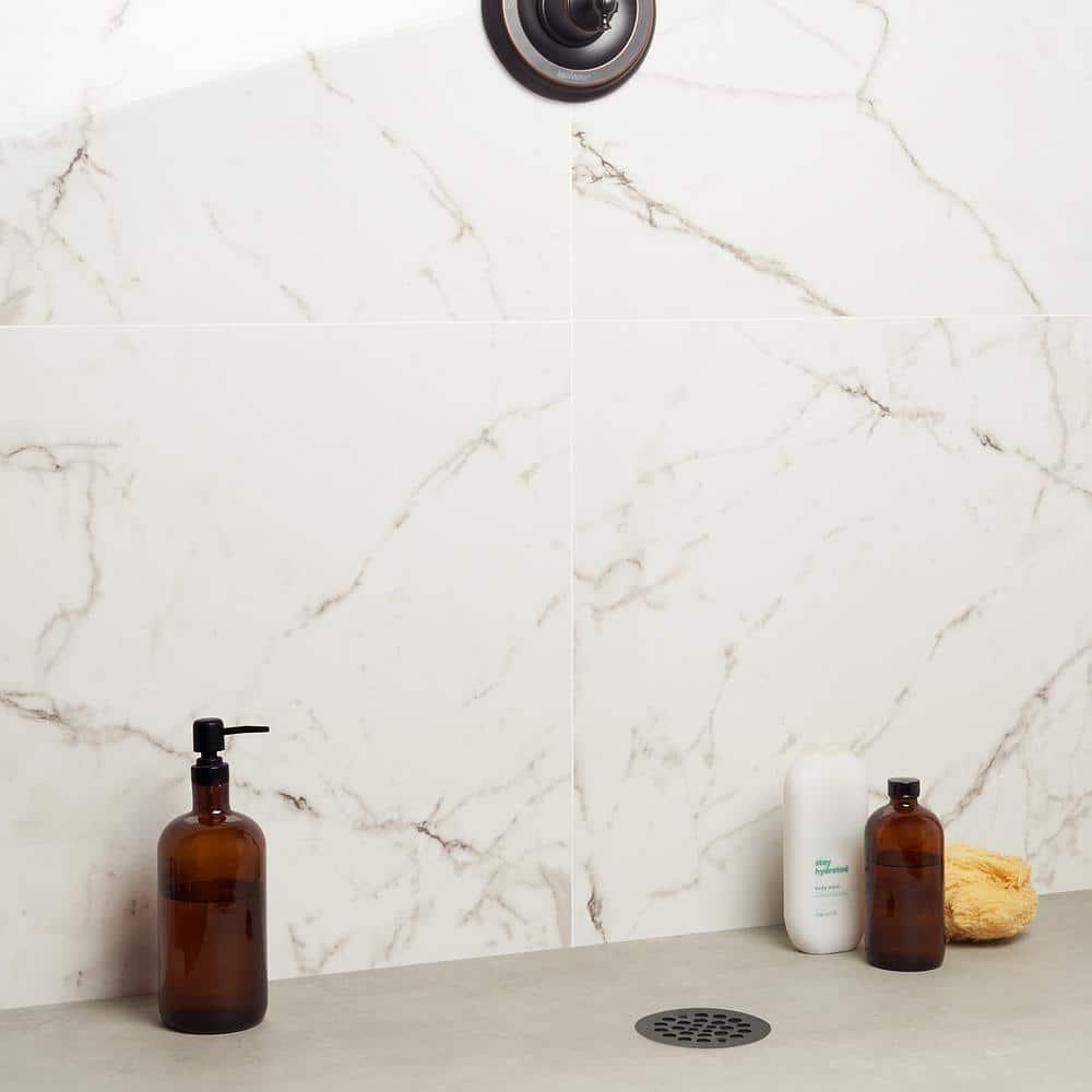 24" x 24" Polished Marble Look Porcelain Floor and Wall Tile (15.5 Sq. Ft. / Case)