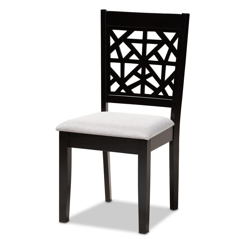 Baxton Studio Jackson Gray Upholstered Espresso Wood 4-Piece Dining Chair Set