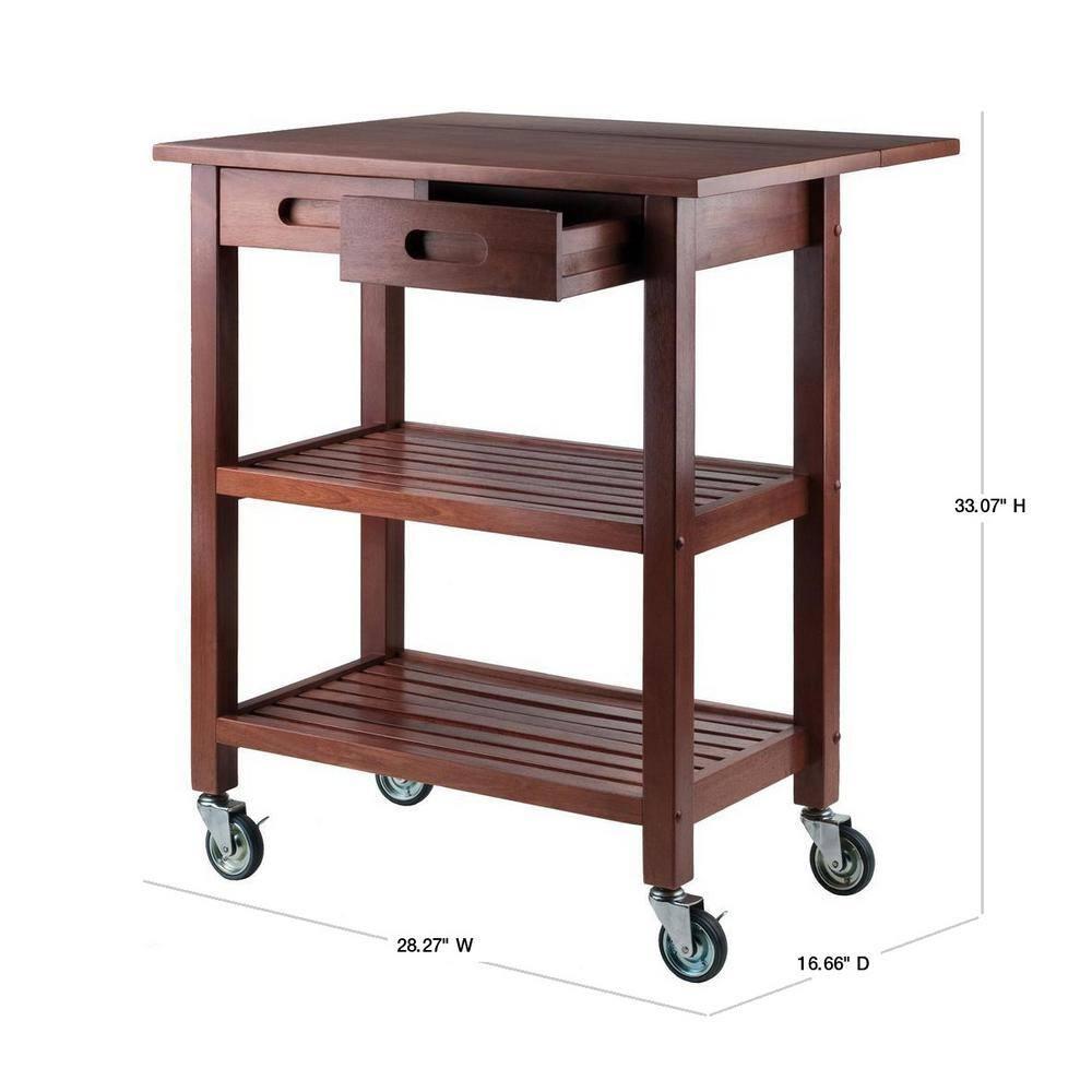 Jonathan Kitchen Cart Walnut - Winsome: Rolling Island with Storage, Wood Composite Surface