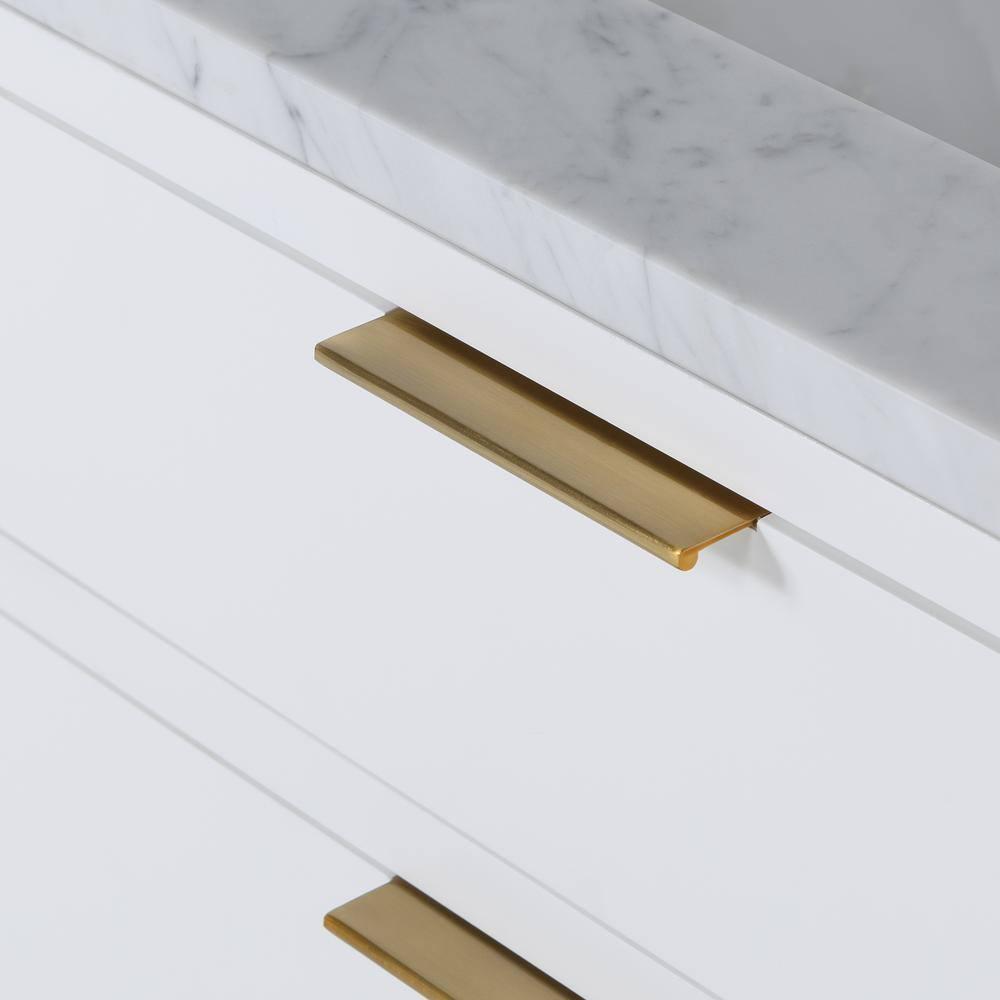 Pure White 72'' Double Sink Vanity with Carrara Marble Top