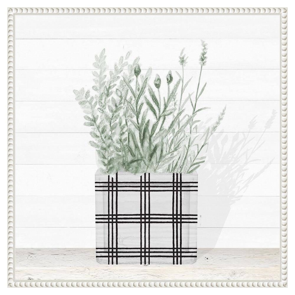 Amanti Art Lavender Blossom In Modern Pot II by Janice Gaynor Canvas Wall Art Print Framed 22 x 22-in.