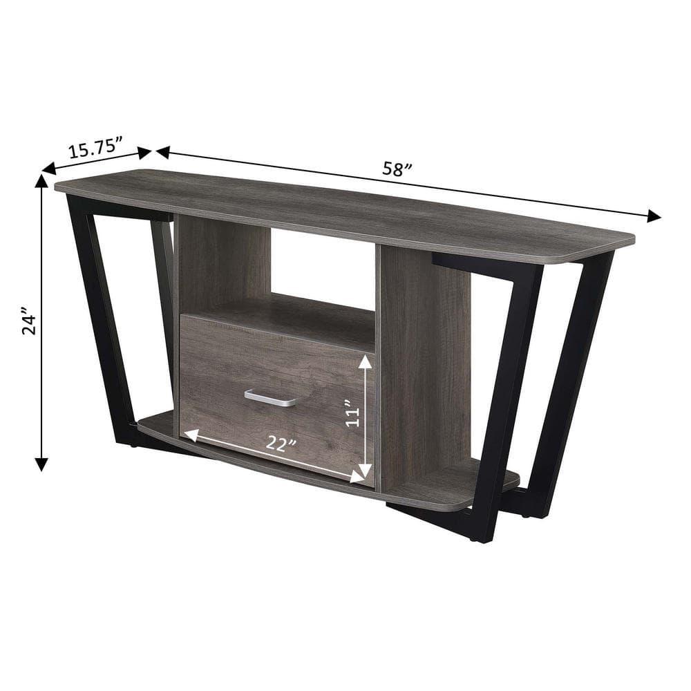 Convenience Concepts Graystone 60 inch 1 Drawer TV Stand with Shelves, Charcoal Gray/Black