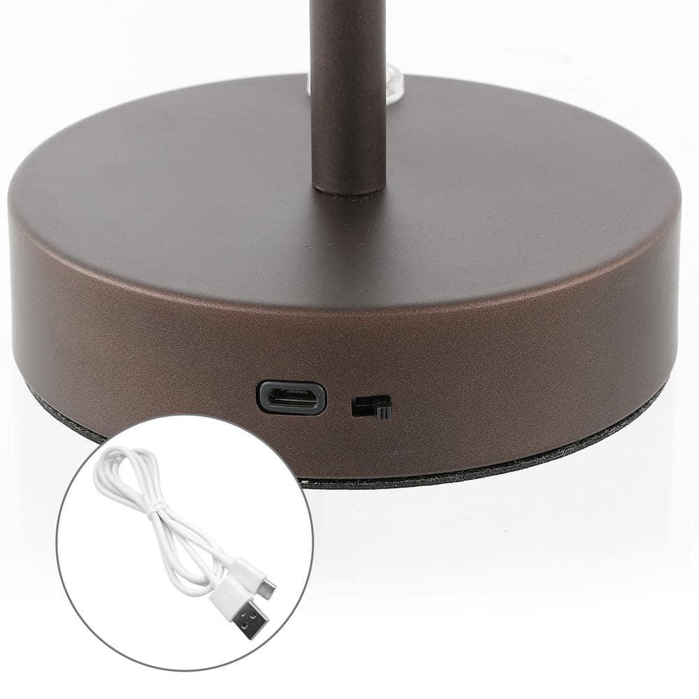 JONATHAN Y JYL7109B Xavier 12.5" Bohemian Farmhouse Iron Rechargeable Integrated Portable LED Table Lamp, Coastal, Contemporary for living room, dinning room, bedroom, Oil Rubbed Bronze/White