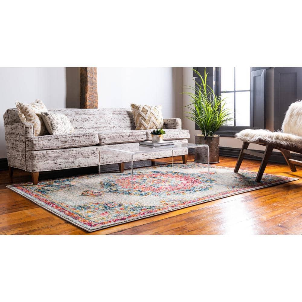 Unique Loom Penrose Collection Area Rug - Alexis (8' Square Ivory/Blue)