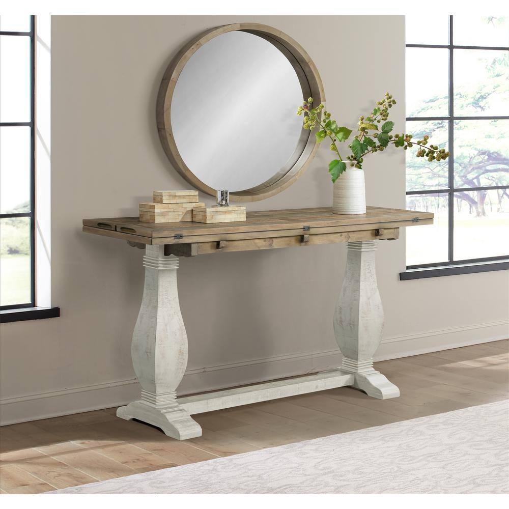 Martin Svensson Home Napa Solid Wood Flip Top Sofa Table White Stain and Natural