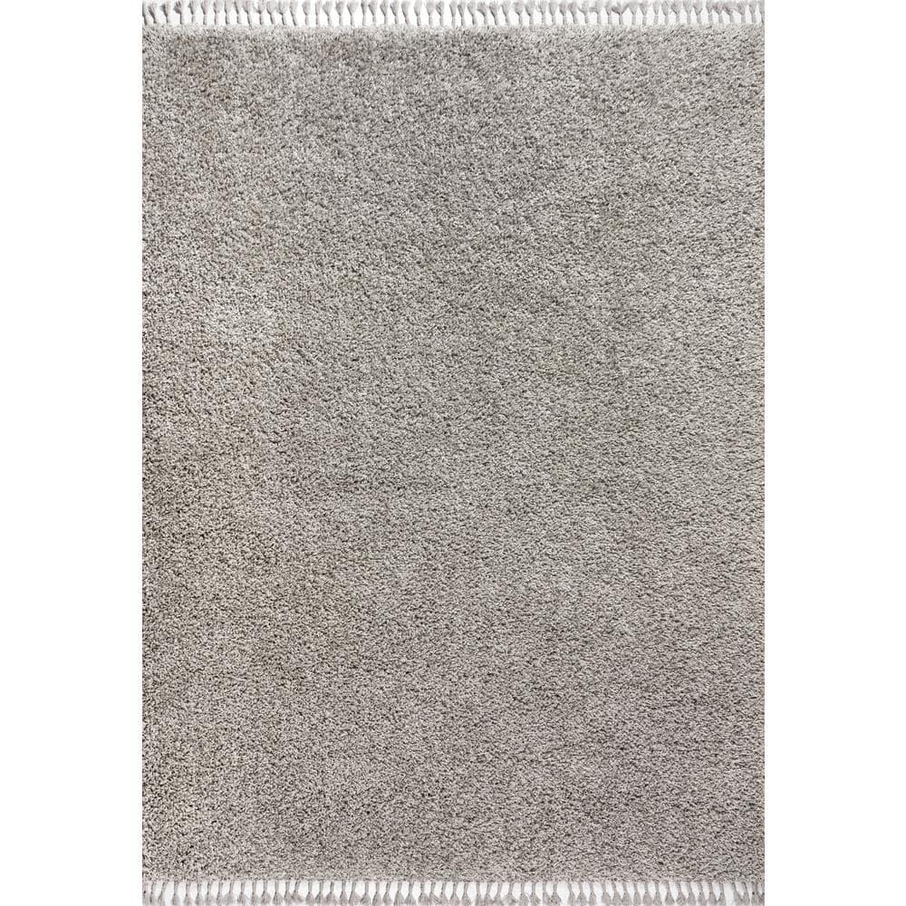 3'x5' Mercer Shag Plush Tassel Area Rug, Grey - JONATHAN Y